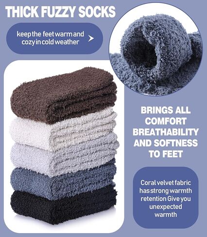 MQELONG Fuzzy Socks for Men & Women Cozy Fluffy Winter Warm Slipper Socks Microfiber Soft Home Sleeping Socks in Kuwait
