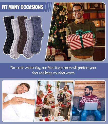 MQELONG Fuzzy Socks for Men & Women Cozy Fluffy Winter Warm Slipper Socks Microfiber Soft Home Sleeping Socks in Kuwait