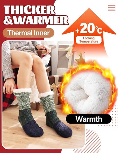 Anlisim Women Slipper Socks Non Slip Fuzzy Fluffy Thick Warm Cabin Cozy Comfy Soft Fleece Home Grips Socks in Kuwait