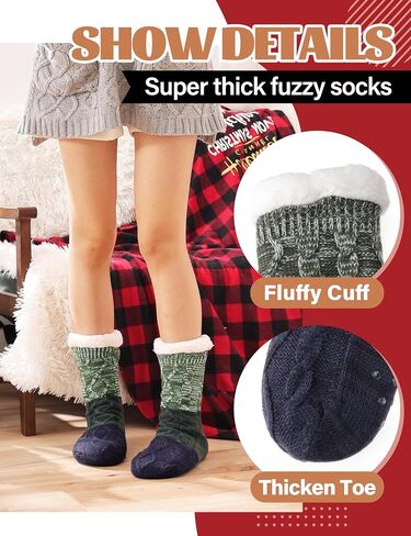 Anlisim Women Slipper Socks Non Slip Fuzzy Fluffy Thick Warm Cabin Cozy Comfy Soft Fleece Home Grips Socks in Kuwait
