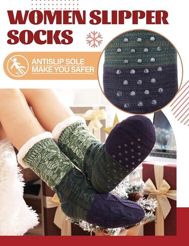 Anlisim Women Slipper Socks Non Slip Fuzzy Fluffy Thick Warm Cabin Cozy Comfy Soft Fleece Home Grips Socks in Kuwait