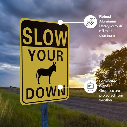 لافتة Bigtime Dog Slow Down - تحذير للحيوانات الأليفة - لافتة ألومنيوم عاكسة سهلة التحديد لسلامة الطريق - سهلة التركيب والبقع - مناسبة للممرات والساحات والطرق - مشاهدة الكلاب in Kuwait