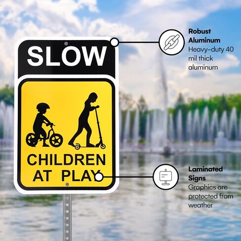 لافتة Bigtime Dog Slow Down - تحذير للحيوانات الأليفة - لافتة ألومنيوم عاكسة سهلة التحديد لسلامة الطريق - سهلة التركيب والبقع - مناسبة للممرات والساحات والطرق - مشاهدة الكلاب in Kuwait