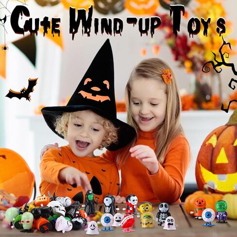 Wettarn 50 Pieces Halloween Wind Up Toys Bulk, Small Mini Wind Up Clockwork Toys for Halloween Party Favors Goody Treat Bag Filler Stuffers in Saudi Arabia