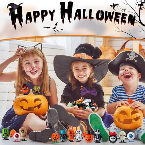 Wettarn 50 Pieces Halloween Wind Up Toys Bulk, Small Mini Wind Up Clockwork Toys for Halloween Party Favors Goody Treat Bag Filler Stuffers in Saudi Arabia