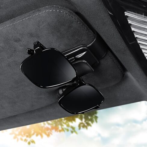 2 Pack Sunglass Holder for Car Visor Clip Eyeglass Ticket Card Clip on Sunglasses Mount Car Visor Accessories Organizer (KAFANLIN Black 2 Pack) in Saudi Arabia
