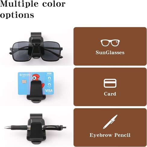2 Pack Sunglass Holder for Car Visor Clip Eyeglass Ticket Card Clip on Sunglasses Mount Car Visor Accessories Organizer (KAFANLIN Black 2 Pack) in Saudi Arabia