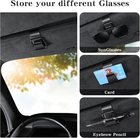 عبوتان من حامل النظارات الشمسية لمشبك واقي السيارة ومشبك بطاقة التذاكر على النظارات الشمسية ومنظم ملحقات حاجب السيارة (KAFANLIN أسود عبوتان) in Kuwait