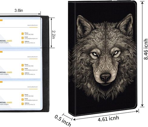 Business Card Organizer, 240 Cards Business Cards Holder, Portable Business Card Binder for Men or Women, Credit Card Organizer, Business Card Book, Wolf 02 in Kuwait