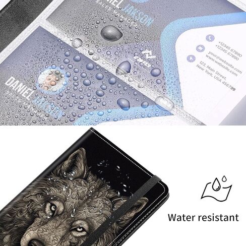 Business Card Organizer, 240 Cards Business Cards Holder, Portable Business Card Binder for Men or Women, Credit Card Organizer, Business Card Book, Wolf 02 in Kuwait