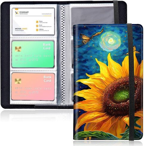 Business Card Organizer, 240 Cards Business Cards Holder, Portable Business Card Binder for Men or Women, Credit Card Organizer, Business Card Book, Wolf 02 in Kuwait