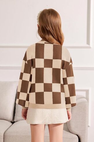 Arshiner Girls Sweater Mock Neck Pullover Casual Latern Sleeve Knit Jumper Tops in Saudi Arabia