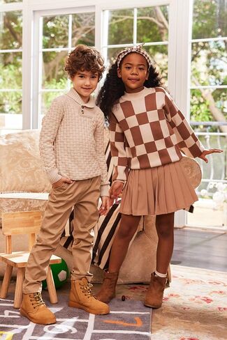 Arshiner Girls Sweater Mock Neck Pullover Casual Latern Sleeve Knit Jumper Tops in Saudi Arabia