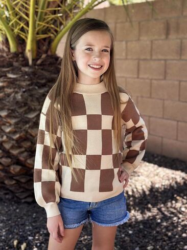 Arshiner Girls Sweater Mock Neck Pullover Casual Latern Sleeve Knit Jumper Tops in Saudi Arabia