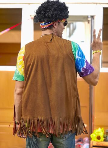 Mainfini Hippie Costume for Men Cotton Tie Dye Shirt Accessories 60s 70s Outfits (S-XXL) in Saudi Arabia