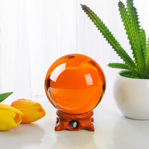 Small Green Crystal Ball 60mm/2.3 inch with Rose Wooden Stand and Gift Box for lensball Photography,Fortune Teller,Feng Shui, Witchcraft Decor,Scrying,Magic,Crystal Orb Prop Decorative Glass Sphere in Kuwait