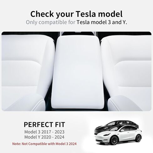 غطاء مسند الذراع Tesla Model 3 Model Y أسود، غطاء وحدة التحكم المركزية TPE غير قابل للانزلاق لـ 2016-2024 Tesla Model 3/Y الملحقات الداخلية [غير متوافق مع الطراز 3 2024] in Saudi Arabia