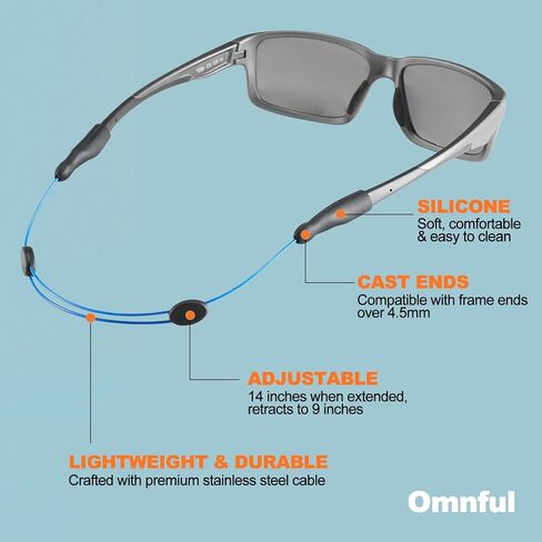 Glasses Strap -No Tail Adjustable Sunglasses Strap, Eyeglasses Strap, Cable Straps, Eye Glasses Holders Around Neck, Lanyard for Men Women -Eyewear Retainer String, Chain (4pcs Blue 14Inch) in Kuwait