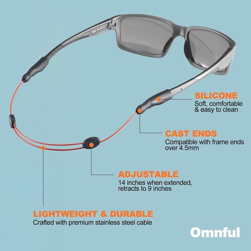 Glasses Strap -No Tail Adjustable Sunglasses Strap, Eyeglasses Strap, Cable Straps, Eye Glasses Holders Around Neck, Lanyard for Men Women -Eyewear Retainer String, Chain (4pcs Blue 14Inch) in Kuwait