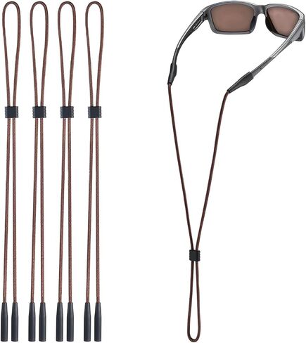 Eyeglasses Strap Holder, Glasses Strap - Eye Glasses Holders Around Neck - Adjustable Sunglasses Straps String for Men Women Kids - Eyewear Retainer Cord Chain Lanyard (4pcs Brown) in Kuwait