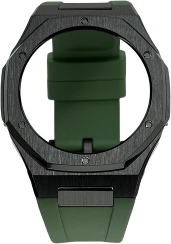 طقم تعديل Casioak إطار ساعة مثمن من الفولاذ المقاوم للصدأ وحزام من المطاط الفلوري لـ Casio G-SHOCK GA-B2100/GA-2100/GA-2110 in Saudi Arabia
