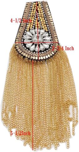 1 Pair Crystal Beads Shoulder Epaulette Gold Tassel Blazer Shoulder Epaulets Punk Fring Shoulder Badge Brooch Pin in Kuwait