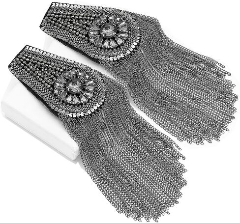1 Pair Crystal Beads Shoulder Epaulette Gold Tassel Blazer Shoulder Epaulets Punk Fring Shoulder Badge Brooch Pin in Kuwait
