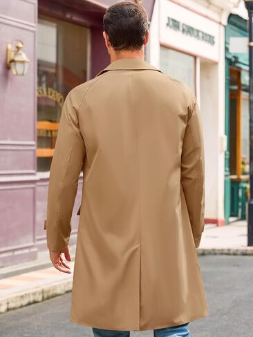 Runcati Mens Trench Coat Slim Fit Single Breasted Long Windbreaker Jacket Classic Lapel Casual Overcoat in Saudi Arabia