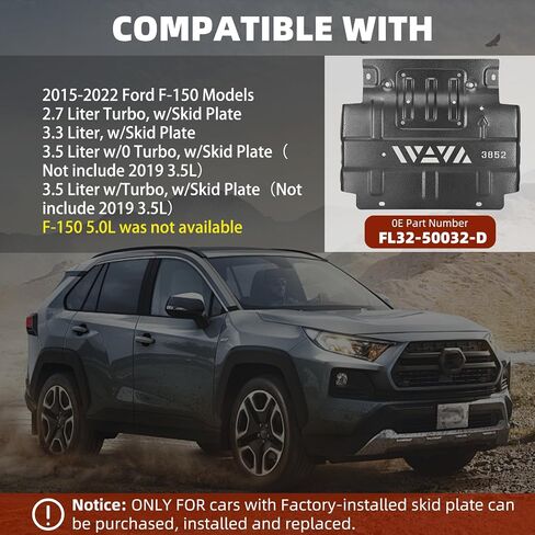 2024 Upgrade FL3Z-5D032-D Engine Splash Guard Shield Compatible with 2015-2022 Ford F-150 2.7L 3.3L 3.5L 5.0L, Lower Front Splash Shield Replacement # FL3Z-5D032-E, FL3Z-5D032-A in Saudi Arabia