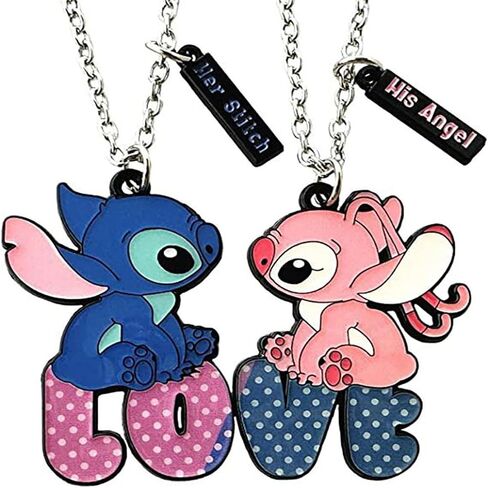 قلادة غرزة لأفضل الأصدقاء - هدايا الصداقة لـ Lilo and Stitch، مجموعة من قلادة BFF على شكل قلب لـ 2 Stitch Stuff Jewelry لأصدقائك Bestie. in Saudi Arabia