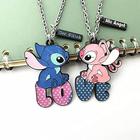 قلادة غرزة لأفضل الأصدقاء - هدايا الصداقة لـ Lilo and Stitch، مجموعة من قلادة BFF على شكل قلب لـ 2 Stitch Stuff Jewelry لأصدقائك Bestie. in Saudi Arabia