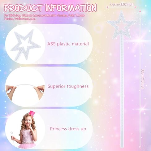 2 Pcs 13 Inch Star Wand Elf Baton Angel Wand Angel Fairy Wand Plating Wand Sticks for Princess Birthday Party Wedding Halloween Christmas Costume Cosplay Dress up Accessories（Pink） in Kuwait