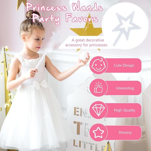 2 Pcs 13 Inch Star Wand Elf Baton Angel Wand Angel Fairy Wand Plating Wand Sticks for Princess Birthday Party Wedding Halloween Christmas Costume Cosplay Dress up Accessories（Pink） in Kuwait