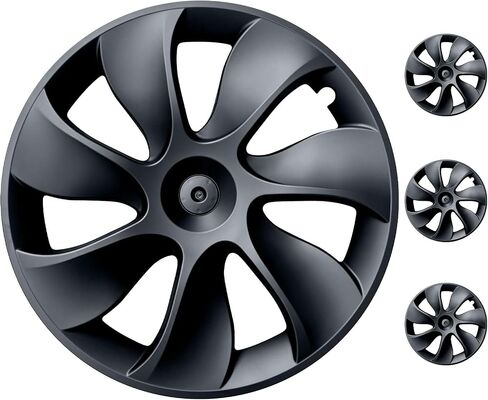 أغطية عجلات موديل Y Hubcaps مقاس 19 بوصة تناسب طراز Tesla Y 2020-2024 Gemini Rim غطاء واقي بديل موديل Y ملحقات أسود مطفي 4 قطع، TMY-G-02 in Kuwait