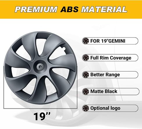 أغطية عجلات موديل Y Hubcaps مقاس 19 بوصة تناسب طراز Tesla Y 2020-2024 Gemini Rim غطاء واقي بديل موديل Y ملحقات أسود مطفي 4 قطع، TMY-G-02 in Kuwait
