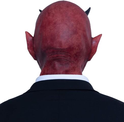 Ghoulish Productions Lucifer Red Demons Mask With Black Horms, Demon Scary Latex Mask Hyper Mask Line Adult Collectible Mask in Kuwait
