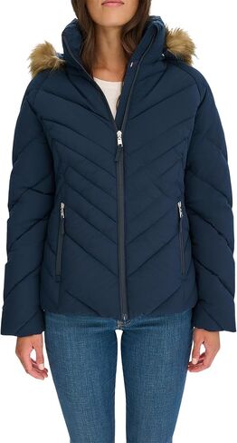 Tommy Hilfiger Women's Faux Fur Trimmed Short Puffer in Saudi Arabia