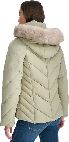 Tommy Hilfiger Women's Faux Fur Trimmed Short Puffer in Saudi Arabia