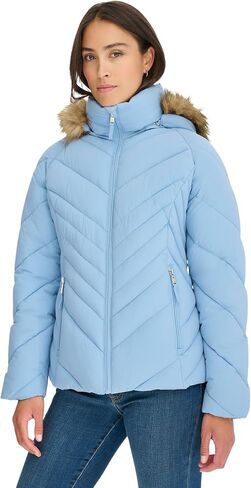 Tommy Hilfiger Women's Faux Fur Trimmed Short Puffer in Saudi Arabia