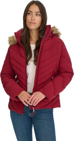 Tommy Hilfiger Women's Faux Fur Trimmed Short Puffer in Saudi Arabia