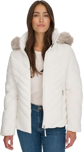 Tommy Hilfiger Women's Faux Fur Trimmed Short Puffer in Saudi Arabia