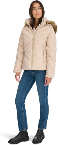 Tommy Hilfiger Women's Faux Fur Trimmed Short Puffer in Saudi Arabia
