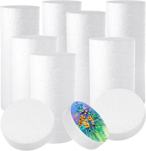 50 عبوة من دوائر إسفنجية مقاس 3.74 بوصة للحرف اليدوية (1 بوصة سميكة) قرص إسفنجي مستدير دائرة إسفنجية للمشاريع الفنية التي تصنعها بنفسك (أبيض) in Kuwait