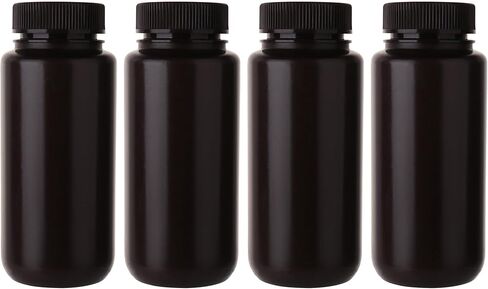 Amber Reagent Bottle HDPE Wide Mouth Round Plastic Bottles, 6 pcs of 250ml Sample Sealing Storage Container for Laboratories, Classrooms, or Storage at Home, LVAL003 in Saudi Arabia