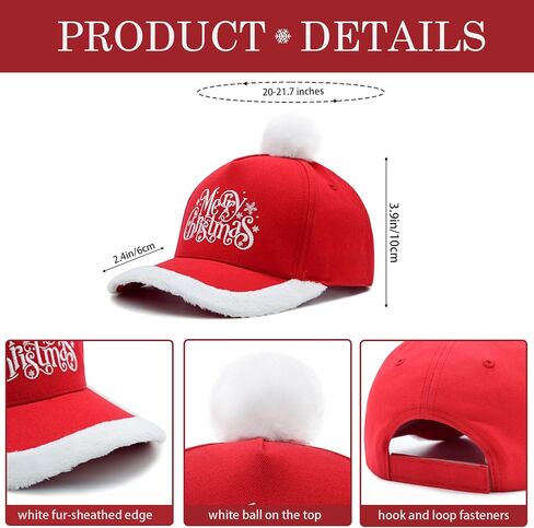 Merry Christmas Hat for Kids, Adjustable Embroidered Toddler Xmas Holiday Baseball Cap with Pom Pom in Saudi Arabia