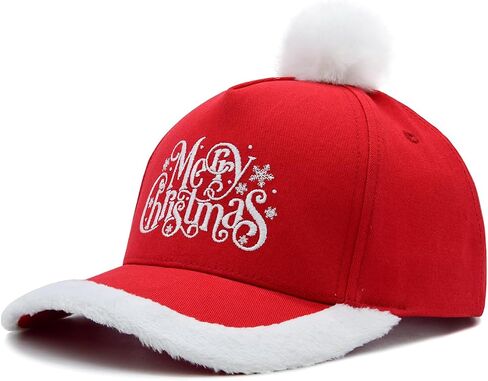 Merry Christmas Hat for Kids, Adjustable Embroidered Toddler Xmas Holiday Baseball Cap with Pom Pom in Saudi Arabia