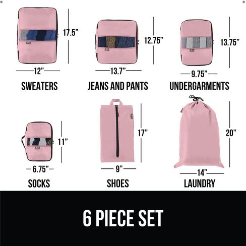 مجموعة غوريلا جريب 8 مكعبات التعبئة، أساسيات السفر لحقائب السفر، حقائب تنظيم شبكية قابلة للتنفس للملابس وأدوات الزينة والأحذية والغسيل والأمتعة وحقيبة الظهر وإكسسوارات الطائرة باللون الأسود in Kuwait