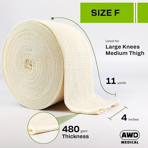 Elasticated Tubular Support Bandage - Reusable Compression Wrap for Joint Pain Relief - Stockinette Tubing for Large Knees/Medium Thigh - Black (Size F - 4 inches x 11 Yards) + Scissors in Saudi Arabia