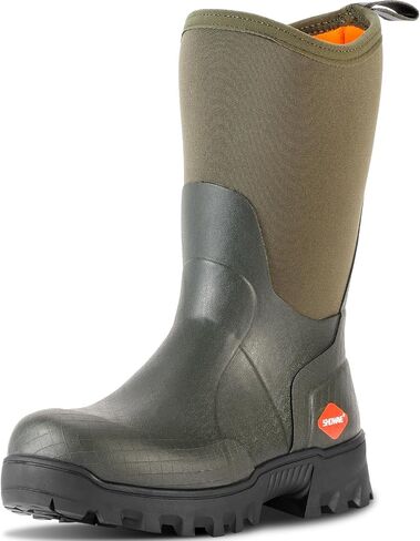Showave Men's Mid Calf Rubber Work Boots Waterproof Rain Boots Insulated Mud Boots with Comfortable Sports Soles in Kuwait