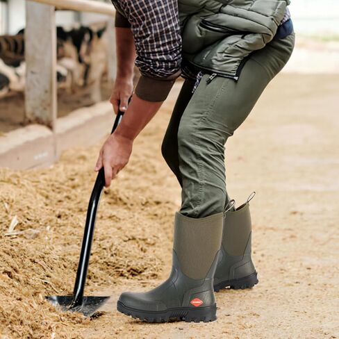 Showave Men's Mid Calf Rubber Work Boots Waterproof Rain Boots Insulated Mud Boots with Comfortable Sports Soles in Kuwait